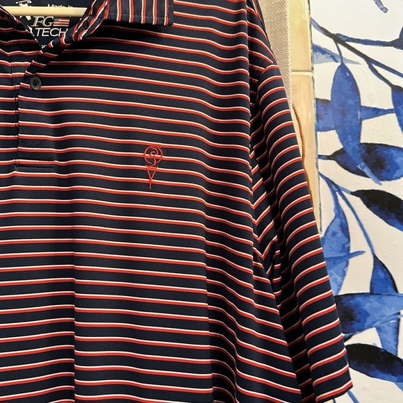 Men’s FG Tech Red White & Blue Striped Polyester & Spandex Golf Polo Size XL - Picture 4 of 9